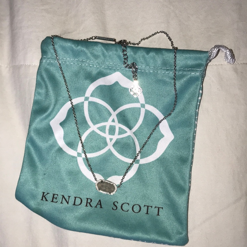 Kendra Scott silver iridescent pendant necklace